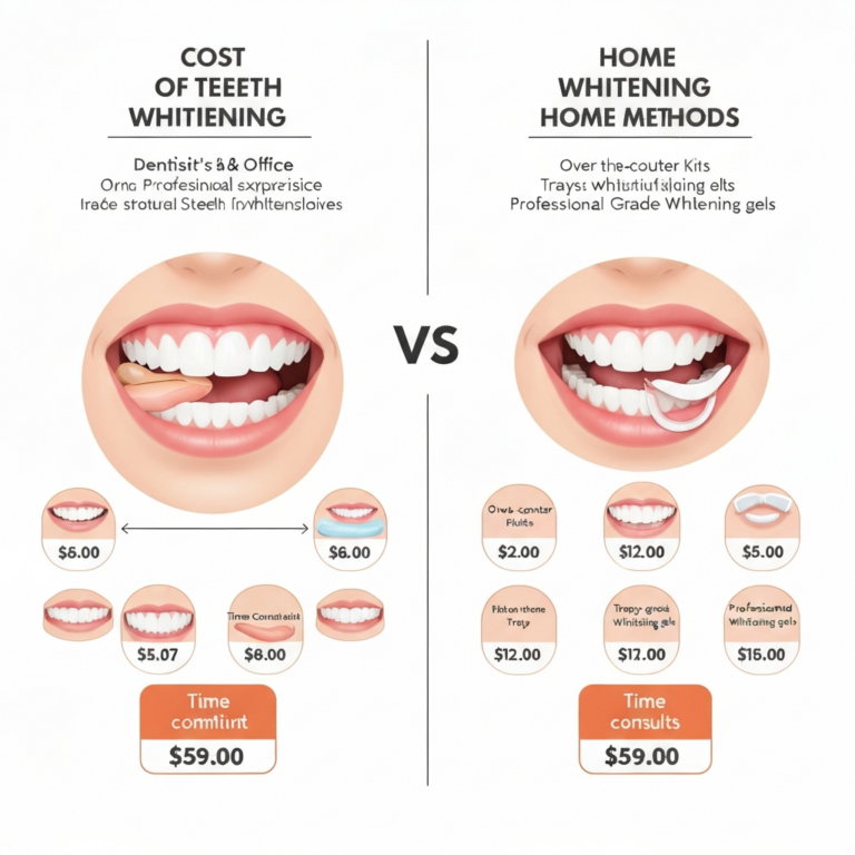 Cât costă albirea dinților la dentist vs. acasă în 2025